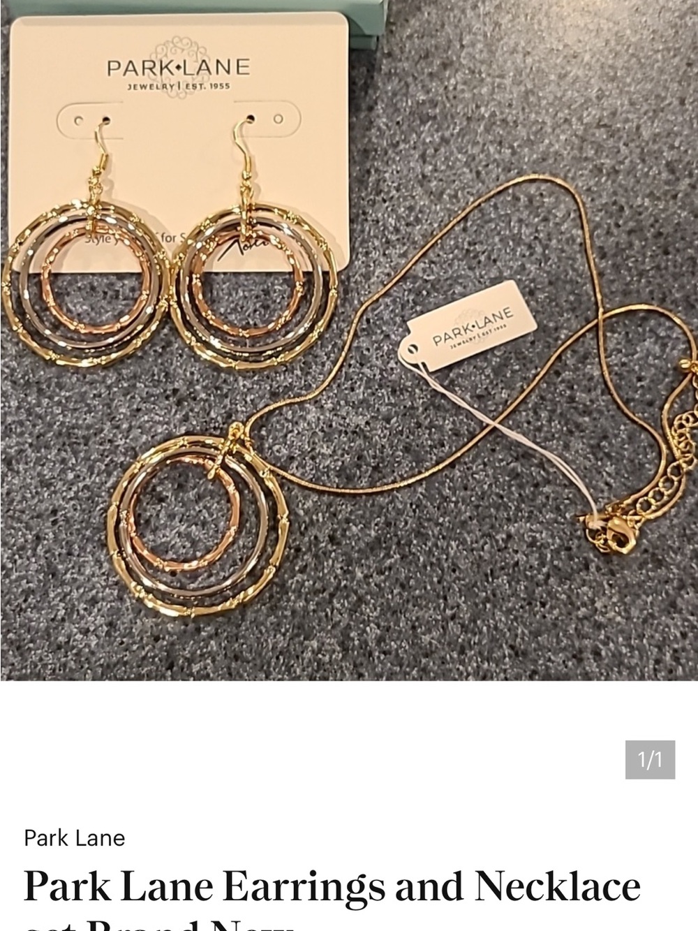 Park Lane Tri-Tone Hoop Earrings and Necklace - Gold, Rose, Silver